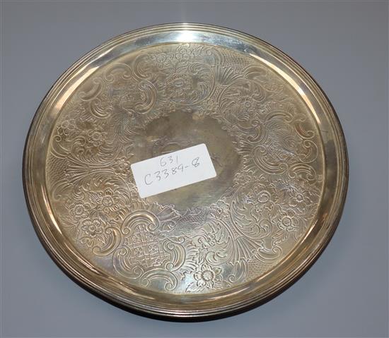 A George III silver salver, with later engraved decoration, Crouch & Hannam, London, 1794, 13 oz.